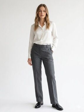 Prada Gray Virgin Wool Tailored Trousers Size 36 Classic Old Money Office Preppy